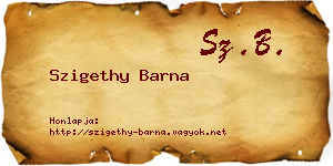 Szigethy Barna névjegykártya