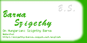 barna szigethy business card